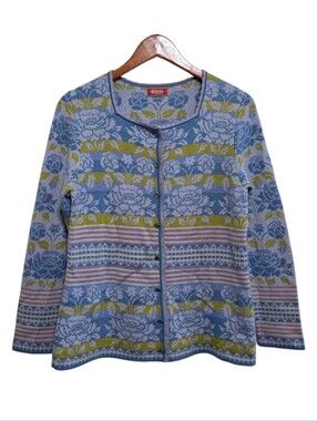 Oleana Square Neck Cardigan in Floral Knit Size Small